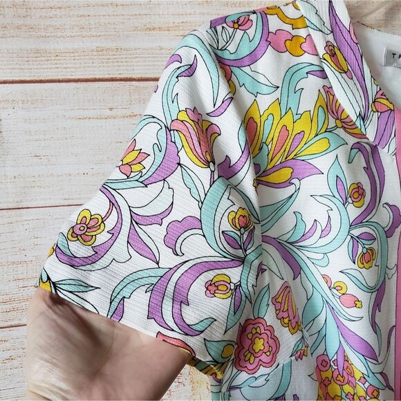 Trina Turk 100% Cotton Arboretum Zip Front Paisley Print Dress - Picture 7 of 12